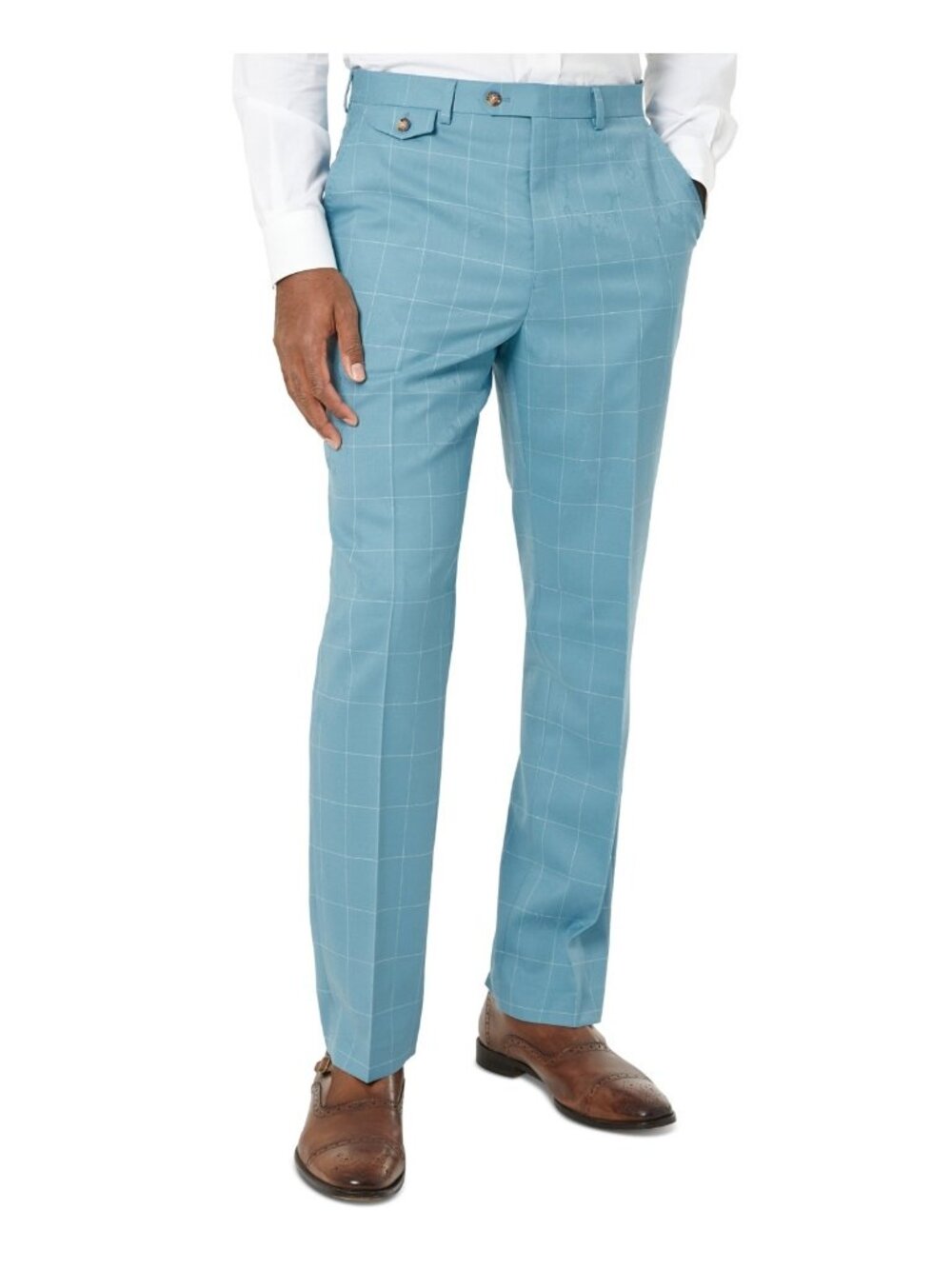 Tayion Collection Men's Classic-Fit Wool Blend Pants Blue Size 38x30 MSRP $175